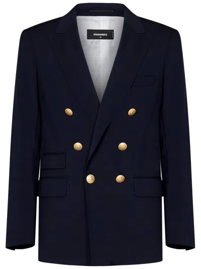Shop Dsquared2 Palm Beach Double Breasted Blazer In Blu