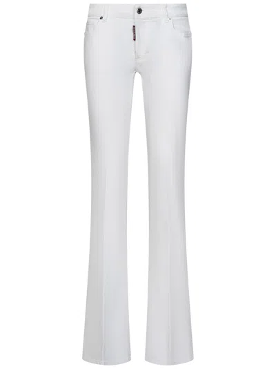 Shop Dsquared2 Bull Dyed Medium Waist Flare Twiggy Jeans In Bianco