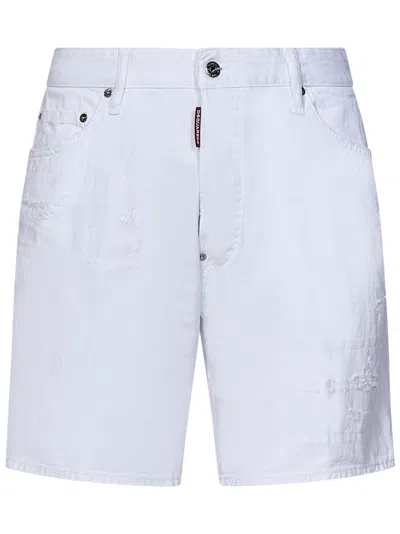 Shop Dsquared2 White Bull Marine Shorts In Bianco