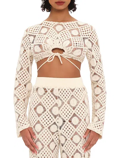 Shop Andrea Iyamah Womens Crochet Geometric Cropped In White