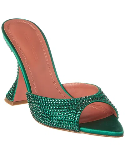 Shop Amina Muaddi Caroline Crystal 95 Satin Sandal In Green