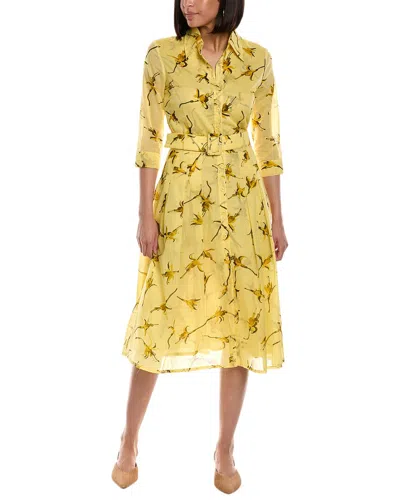 Shop Samantha Sung Audrey 3 Silk Shirtdress In Yellow