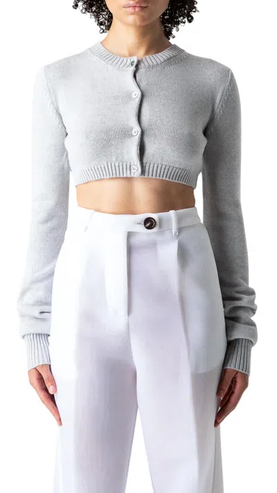 Shop Vaquera Cropped Knit Cardigan In Silver