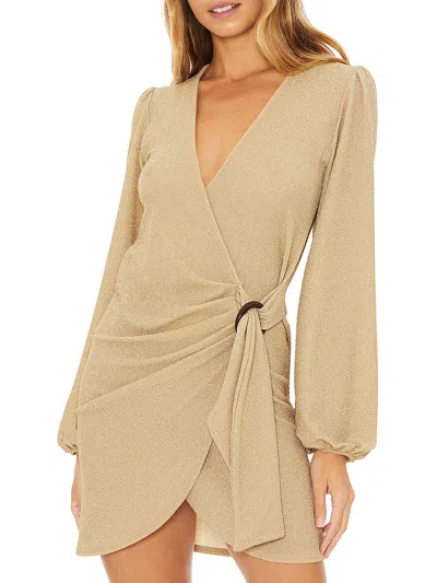 Shop Beach Riot Dixie Womens Textured Wrap Dress Cover-up In Gold