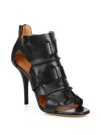Shop Givenchy Sode Line Leather Sandals In Black