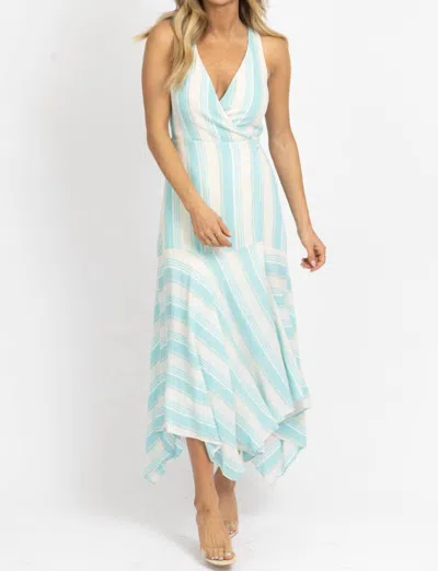 Shop Olivaceous Striped Wrap Maxi Dress In Mint + Ivory In Blue