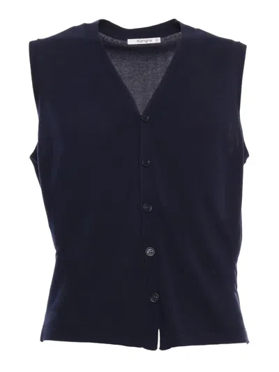 Kangra Cashmere Blue Knitted Vest In Blue