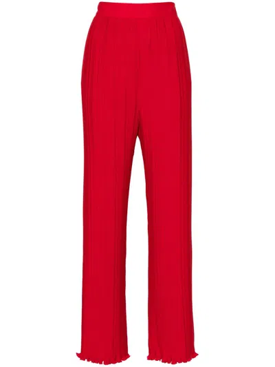 Shop Lanvin Straight Trousers With Pleats In Red
