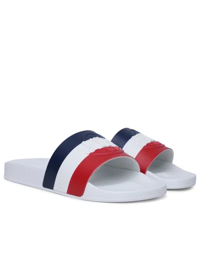 Shop Moncler 'basile' White Rubber Slippers