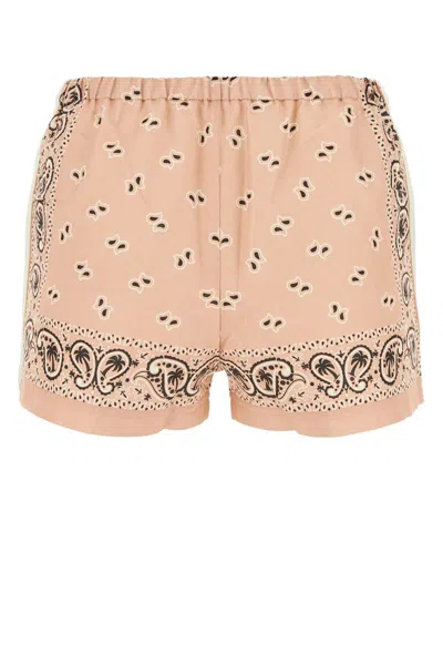 Shop Palm Angels Shorts In Pinkoffwhite