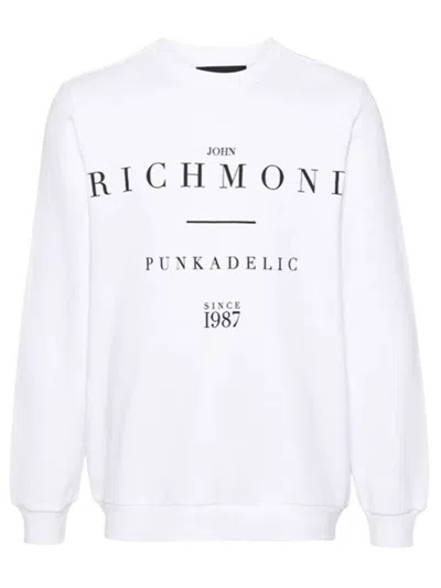 Shop John Richmond Sweatshirt With Graphics On The Front In White