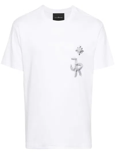 Shop John Richmond White T-shirt With Graphite Logo