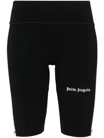 Shop Palm Angels Cyclist Track Logo-printed Shorts In Black Off White