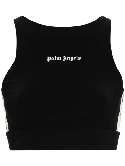 Shop Palm Angels Logo-print Performance Top In Black Off White