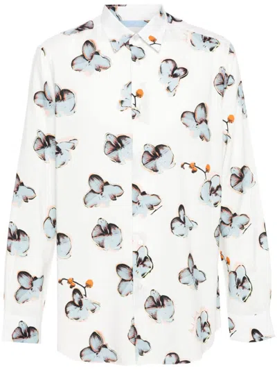 Shop Paul Smith Orchid-print Shirt In White
