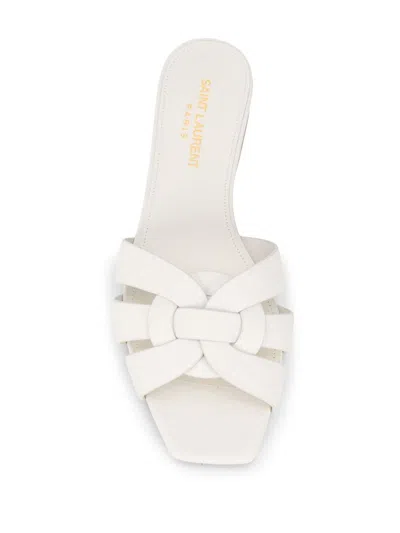 Shop Saint Laurent Nu Pieds Tribute 05 Leather Sandals In White