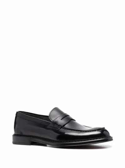 Shop Doucal's Black Slip-on Loafers With Round Toe In Patent Leather Man