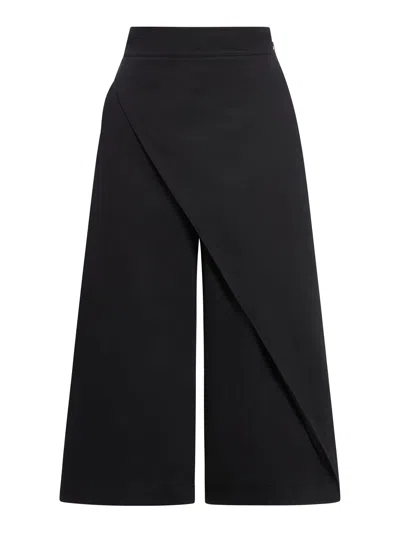 Shop Loewe Cotton Wrap Crop Trousers In Black