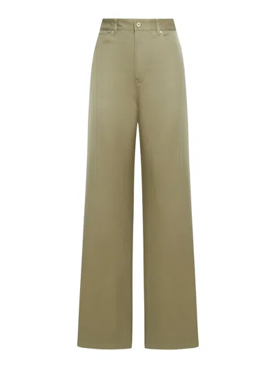 Shop Loewe High-waisted Cotton Trousers In Green