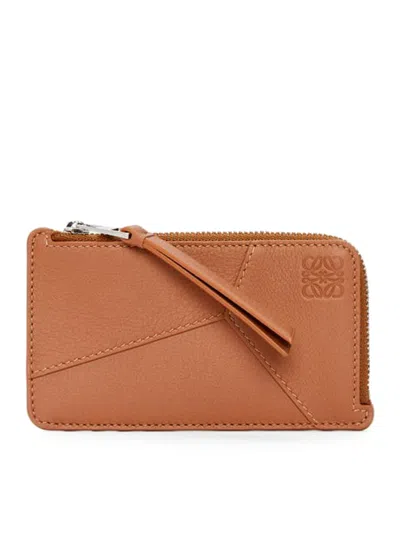 Shop Loewe Puzzle Card Holder With Coin Purse In Classic Calfskin In Nude & Neutrals
