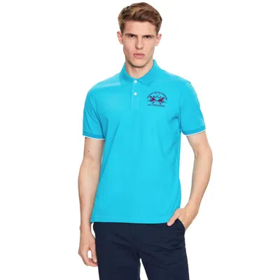 Shop La Martina Light Blue Cotton Polo Shirt