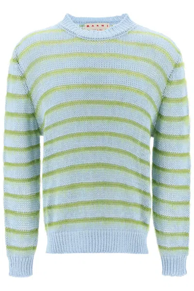 Shop Marni Sweater In Striped Cotton And Mohair In Mixed Colours