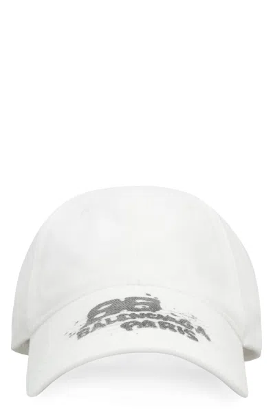 Shop Balenciaga Logo Baseball Cap In Bianco