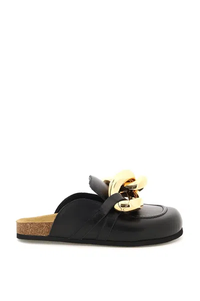 Shop Jw Anderson J.w. Anderson Leather Chain Mules In Black