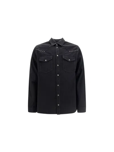 Shop Valentino Studs Shirt In Black