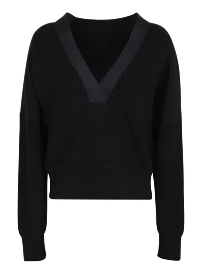 Shop Moncler Black V-neck Wool Sweater