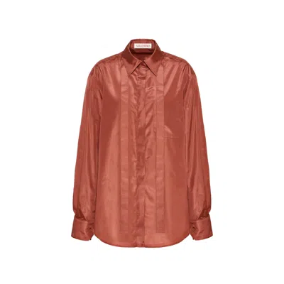 Shop Valentino Silk Shirt In Brown