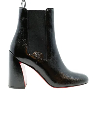 Shop Christian Louboutin Black Leather Turelastic 85 Naplak Ankle Boots In Default Title