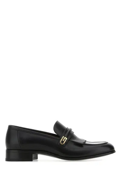 Shop Gucci Black Leather Loafers In Default Title