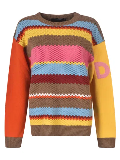 Shop Dsquared2 Stripe Patterned Rib Knit Sweater In Multicolor Stripes