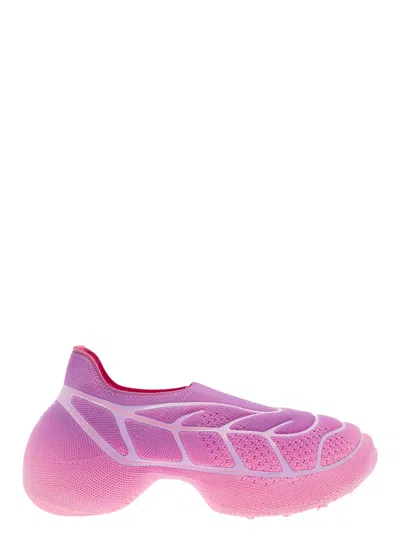 Shop Givenchy Tk 360+ Pink Low-top Sneakers With Raised Graphic Grid And Contrasting Lines In Tech Mesh W