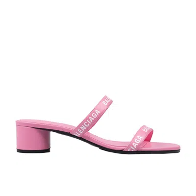 Shop Balenciaga Logo Leather Sandals In Pink