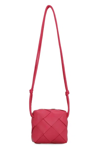 Shop Bottega Veneta Cassette Leather Mini Crossbody Bag In Rosso
