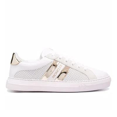 Shop Moncler Leather Logo Sneakers In White