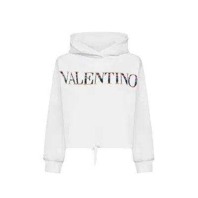 Shop Valentino Cotton Logo Sweatshirt In White