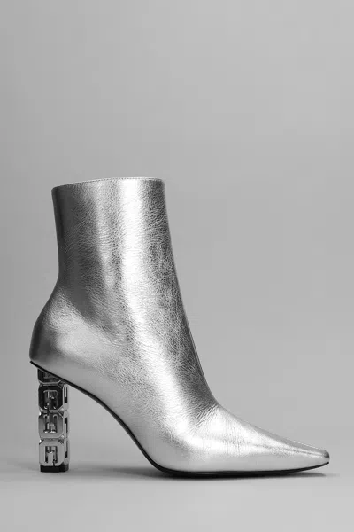 Shop Givenchy High Heels Ankle Boots In Silver Leather