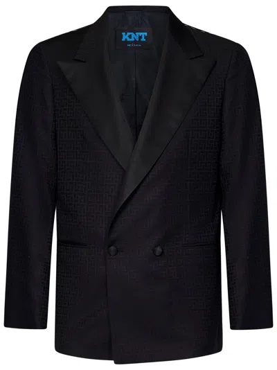 Kiton Peak-lapel Geometric-pattern Blazer In Nero