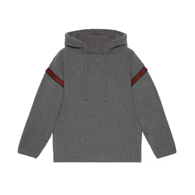 Shop Gucci Wool Zipped Sweatshirt In Gray