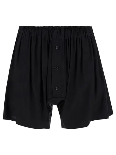 Shop Federica Tosi Black Bermuda Shorts With Buttons In Viscose Woman