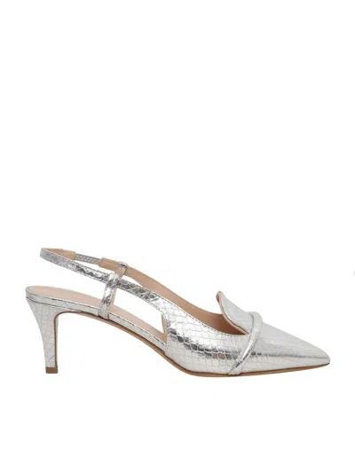P.a.r.o.s.h Silver Leather Sling Back In Silver