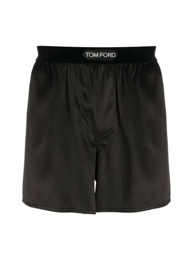 Shop Tom Ford Silk Boxer Shorts In Brown
