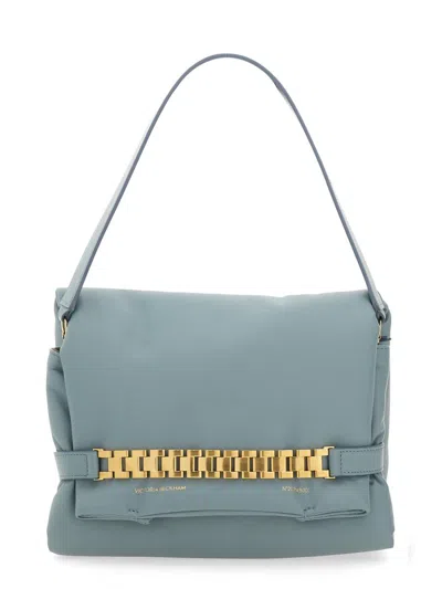 Shop Victoria Beckham Puffy Pouch With Chain In Azure