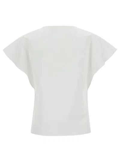 Shop Federica Tosi White Top With Cap Sleeves In Stretch Cotton Woman