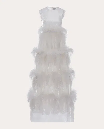 Shop Huishan Zhang Women's Anais Sequin Feather Dress In White