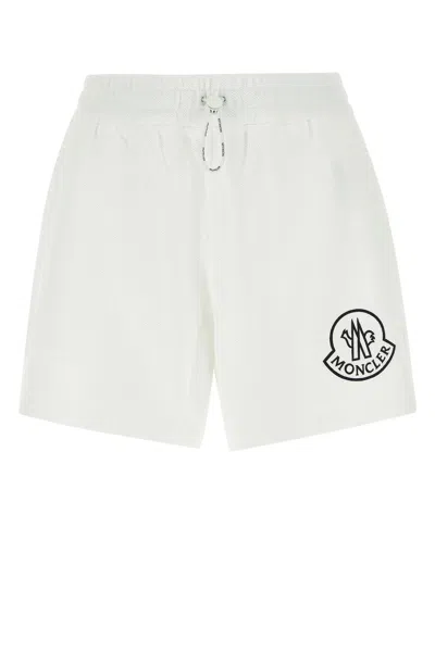 Shop Moncler White Piquet Shorts In Bianco