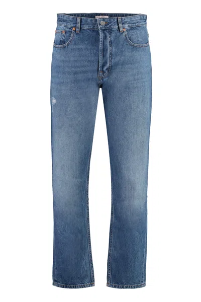 Shop Valentino 5-pocket Straight-leg Jeans In Denim